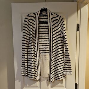 Anthropologie Black and White Striped Cardigan